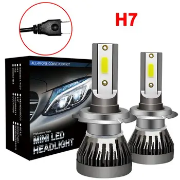 2 Buc far Auto cu Lampa H7 Becuri LED Faruri cu LED-uri Kit de 6000k Alb de lumina de Mare Putere 12V Lampă cu LED-uri 90W 12000LM