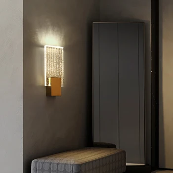 Deyidn Moderne de Cristal Lampă de Perete Simplu Cupru Tranșee Lumina Lux, Living Sufragerie Fundal Dormitor Scara de Aur Lampă de Perete