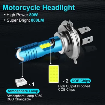 H4 H6 BA20D P15D CONDUS Motocicleta Faruri Becuri RGB Moto Lampa de Motociclete Accesorii Lumini