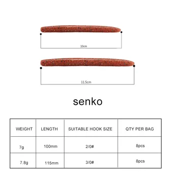 4in 4.5 în Pescuit Senko Nada 8 Buc/Pachet Multi-Culori Traznite Worm Stick Silicon Momeală Pentru Pescuit Bas Takle