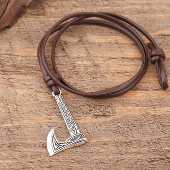 Vintage pentru bărbați bijuterii topor înfășurat Viking bratara piele barbati accesorii scurt topor lucrate manual pentru bărbați brățară