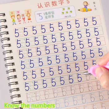Reutilizabile Copii 3D Caiet De Caligrafie Numere 0-10 Scrisul de Carti de Matematica de Învățare Practică Scris Cartea Pentru copii Jucarii