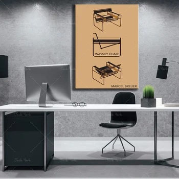 Arhitectura de epocă imprimare Bauhaus Marcel Breuer - scaunul Wassily minime design minimalist poster mijlocul secolului