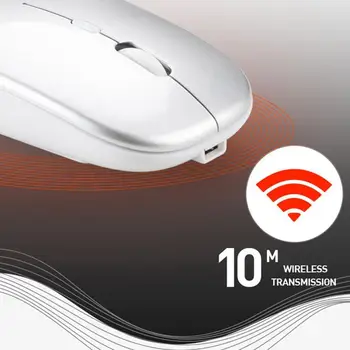 2.4 GHz Wireless Optical Mouse Soareci Mut, Tăcut USB cu LED-uri Pentru PC-ul Dual-Mode Calculator Bluetooth Reîncărcabil de Încărcare Laptop T5F2