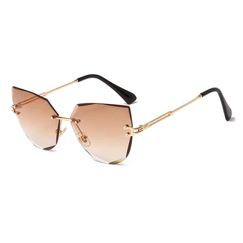 Fără ramă Ochi de Pisica ochelari de Soare Brand de Lux de Design Femeile Metal ochelari de Soare Moda Lady Nuante UV400 Ochelari de oculos gafas de sol