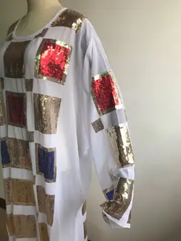 Noul Stil Clasic Femeilor Africane Dashiki de Moda cu Rochii Elegante Sifon Tesatura Paiete Brodate Vrac Rochie Lunga