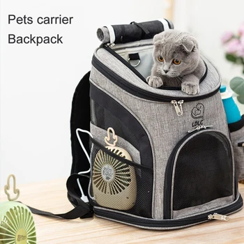 Animale de companie rucsac Oxford pânză portabil câine și pisică Rucsac de călătorie pisici transport geanta de culoare gri cu respirabil fereastra