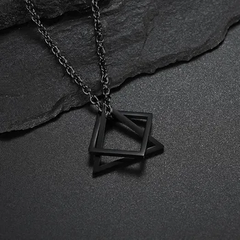 Populare Geometrice Oțel Titan Colier Pătrat Triunghi Combinație Colier Bărbați și Femei Hip Hop Moda Bijuterii Cadou