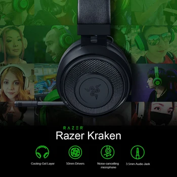Razer Kraken Pro V2 Gaming Headset 7.1 THX Surround Ultra-light pentru Căști de Anulare a Zgomotului Cu Microfon PC USB-3.5 mm pentru Căști