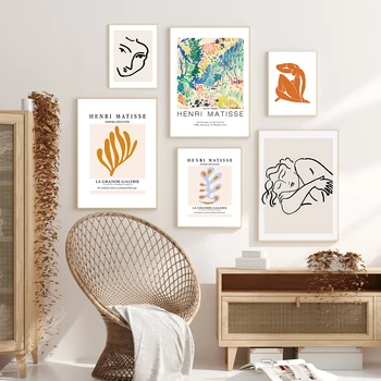 Nordic Matisse Abstract Organismului Fata De Postere Si Printuri Colorate Plante Panza Pictura Arta De Perete Imaginile Pentru Camera De Zi Decor Acasă