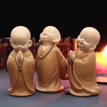 Budist Mici Călugăr Statui Mașină De Decor Interior Figurine De Rasina Călugăr Sculptura Manual Copii Adulți Masina De Nunta Decor Acasă