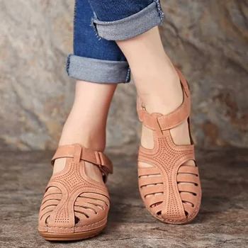 Nouă Femei Sandale Pantofi Platforma De Vară Gol Afară Moale Cusut Cataramă Feminin Sandale Casual Plus Dimensiunea Femei Pantofi