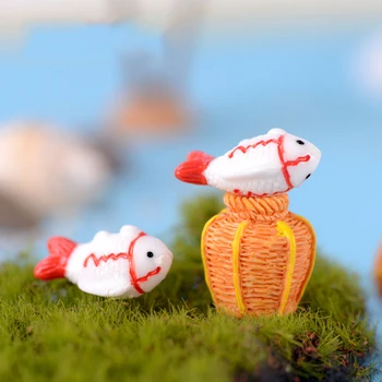 ZOCDOU 2 Bucati de Desene animate Minunat Mini Pește Râu Creel Model Statuie Mică Figurină Meserii Figura Carasi Ornament Miniaturi Deco