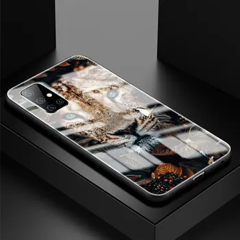 Caz De Telefon Pentru Samsung Galaxy A50 A51 A71 A70 A31 A10 A21s A91 A40 A30 A41 A11 Capac Sticla Animale Drăguț Tigru Leu