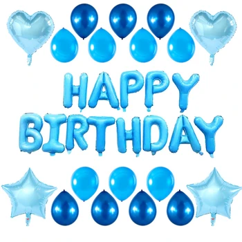 31 stcke Blau Latex, Baloane Set de Partid mit Konfetti Kinder Scurtă Baloane Geburtstag Pastell Farbe Luftballons Mariaj Dekoration