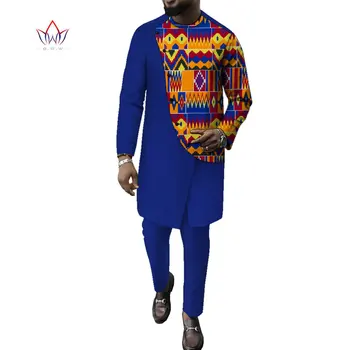 Clasic Sacouri Masculine Print Costum de Moda 2 Buc Tinuta Set Riche Africane Costume de Nunta Set Mire Costume Ankara Pantaloni Seturi WYN1329