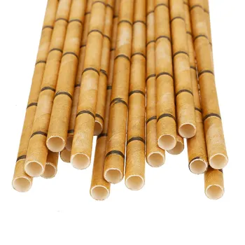 25Pcs Galben de Bambus Imprimate, Hârtie de Paie de Băut Suc de Paie de unica folosinta Paie Pentru Ziua Decor Nunta Petrecere Eveniment Consumabile