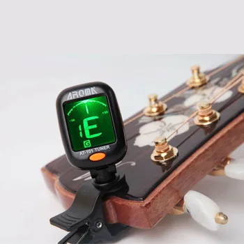 AT-101 Guitar Tuner Digital Cromatice LCD Rotativ Clip-on Electrica Tuner Cu Baterie Pentru Bas, Ukulele, Vioara, Chitara Accesoriu