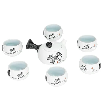 [1 Ceainic + 6 Cesti] Autentică 7 Buc Kung Fu Set de Ceai Fulg de nea glazura Ceramica/Portelan Ceremonia Ceaiului Cadou Transport Gratuit