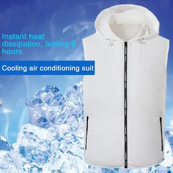 Bărbați Vara Aer Condiționat Îmbrăcăminte, Ventilator De Răcire Vesta De Încărcare Usb De Răcire Barbat Sportiv Vesta În Aer Liber De Vară De Răcire Capota Vesta