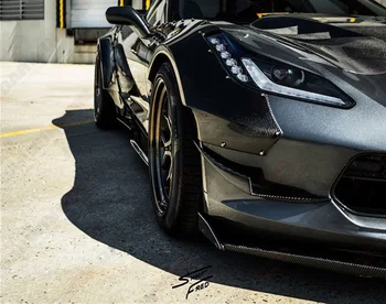Fibra de Carbon Bara Fata Partea Canards Splitter Spoiler pentru Corvette c7-2019 Styling Auto