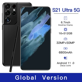Versiune globală Galxy S21 Ultra 5G 16GB, 512GB 6.7 Inch Android10 Smartphone 6800mAh Ecran Complet Deca Core LTE de Rețea, Telefon Mobil