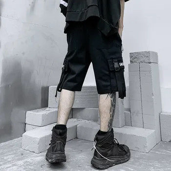 2021 Vara Pantaloni Scurți Pantaloni Barbati Harajuku Moda Streetwear Hip-Hop, Punk Sex Masculin Pantaloni Panglică Techwear Sport Haine Militare
