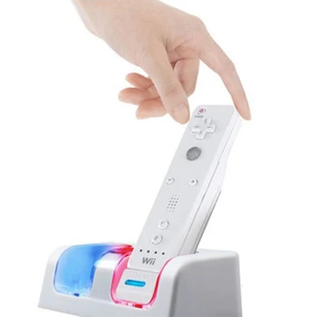 Potrivit pentru Wii Controler cu Doi Acumulatori 2800MAH fără zgomot în condiții de Siguranță de Două-in-one Dual Stație de Încărcare T84C
