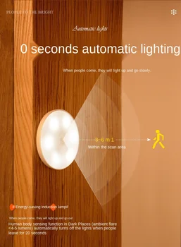 A CONDUS Mișcare Senzor de Lumină PIR Ultra Slim USB Reîncărcabilă Dormitor Lampă de Perete Scări Culoar dulap Dulap Lampa de Noapte cadou