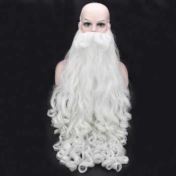 Cadou de crăciun Moș Crăciun Femei Peruca si Barba, Par Sintetic, Scurt Cosplay Peruci pentru Barbati White Mesa Accesorii Pălărie