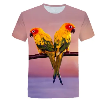 Papagal Tricou Barbati Floare de Imprimare Tricou Hip Hop Tee Bird 3D t-shirt Rece Stradă Bărbați Femei Îmbrăcăminte Casual Supradimensionate 6XL Topuri