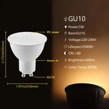 Pe de vânzare!8Pcs/Lot Fierbinte Dimensiune Reflector LED GU10 5W Iluminat Bec 220V-240V Iluminat Interior 3000k/6000k Decor Acasă Bombillas