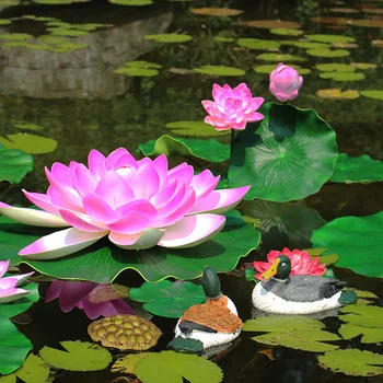 Verde Artificial EVA Fals Frunze de Lotus Flori de nufăr Plutind Piscină Plante