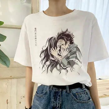 Demon Slayer Grafic Topuri Teuri Harajuku Supradimensionat Tricou Femei de Vară Kimetsu Nu Yaiba Amuzant cu Maneci Scurte T-shirt Anime Tricou