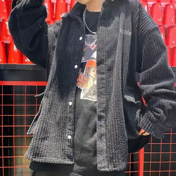 Femei Jachete de Bază pantaloni de Catifea cord Masiv Turn-down Guler Moale Moda Harajuku Streetwear Agrement Supradimensionat Unisex Femei de Înaltă Calitate