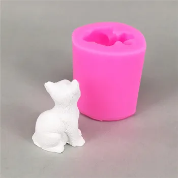 1 buc roz Fondant Tort de Decorare Instrumente 3D Minunat Cat de Silicon Săpun Manual Mucegai Lumânare Mucegai Sapun Matrite de Lut