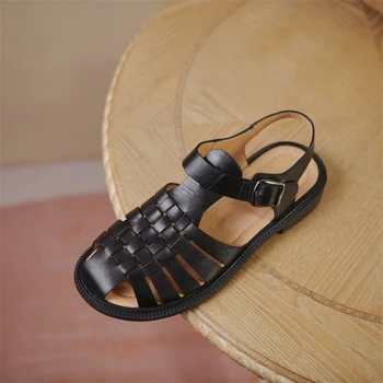 Meotina Gladiator Pantofi Femei Piele Naturala Sandale Pătrat Mic Deget De La Picior Toc Pantofi Cu Toc Gros Piele De Oaie Doamnelor Încălțăminte De Vară