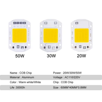 COB Chip de LED-uri Lampa de 220V 110V Becuri cu LED-uri Full Spectrum 20W 30W 50W Fito lampa IP65 Inteligent IC DIY Inundații Bec lumina Reflectoarelor în aer liber