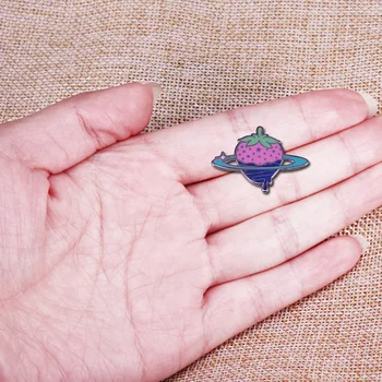 Roz De Capsuni Planeta Brosa Kawaii Mini Pastel Berry Spațiu Universul Galaxy Email Pin