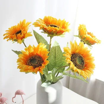 3 Capete de Floarea-soarelui Galben Floare Artificială, 62CM Mare,Folosit Pentru Nunta, ziua Îndrăgostiților, Petrecere, Acasă Și Partiție Decor
