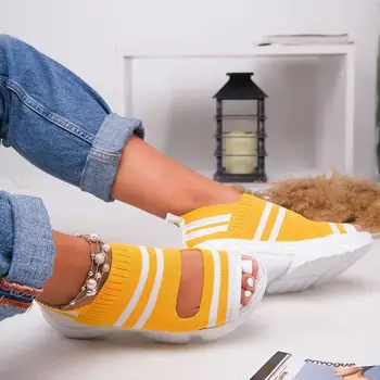 Femei Sandale De Vara, Sandale Wedge Platform Femei Pantofi Confortabil În Aer Liber Tricotat Ușor Adidasi Femei Sandale 2021