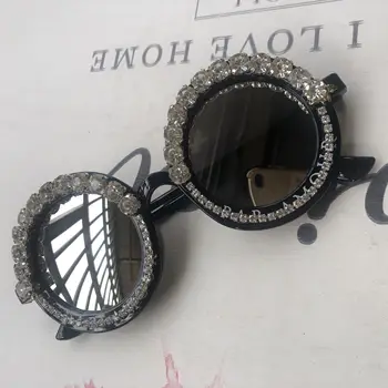 ZAOLIHU Diamant Rotund ochelari de Soare pentru Femei Oglindă Lentile Mici Designer de Flori Superb Ochelari de Soare Vintage Cristal Moda Ochelari