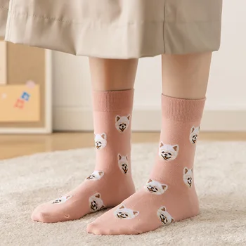 Noi Desene Animate Drăguț Câine Mijlocul Ciorapi Japoneze Uri Creative De Sex Feminin Sokken Shiba Inu Dalmatian Malzis Teddy Pomeranian Dropship