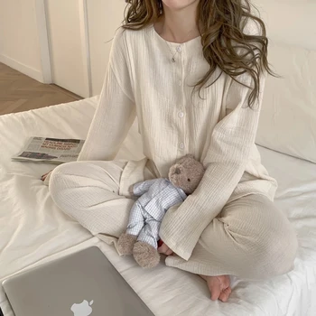 Bumbac Maternitate Maneca Lunga Alăptează Costum Confortabil Respirabil Plus Dimensiunea Vrac Pijamale Talie Reglabila Sarcinii Pantaloni