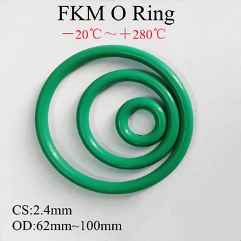 5PCS Verde FKM, Cauciuc Fluor Oana Inel de CS2.4mm OD 62~100mm Garnitura de Etansare Ulei de Izolație Rezistență la Temperaturi Ridicate