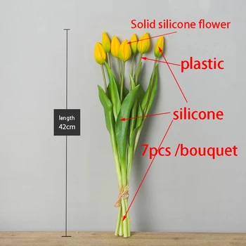 7pcs/Buchet Noi Silicon Lalea Flori Artificiale rămâne Adevărat Fals Bud Flori pentru Decor Nunta cu Flori Acasă Garen Decor