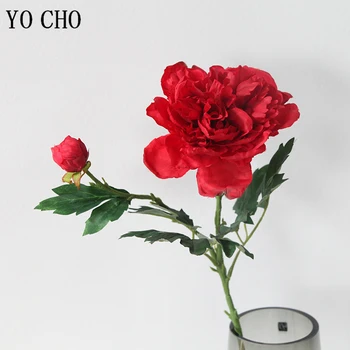 YO CHO 2 Capete de Mătase Bujor Flori Artificiale Singură Sucursală Fals Bujor Flori Mari Șampanie DIY Buchet Petrecere Acasă Decor Nunta