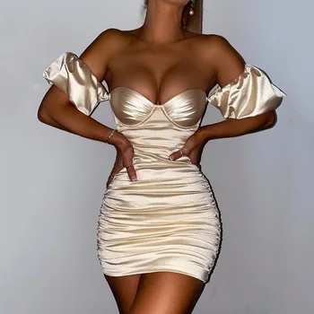 2021 Mini Rochie De Vara Femei Elegante, De Înaltă Calitate, Satin Elastic Rochie Bodycon Bandaj Rochie Fara Bretele Sexy Rochii De Partid