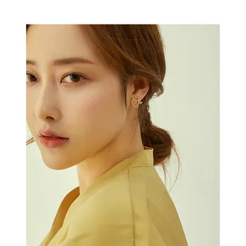 Argint 925 Plin Zircon Demon Inima Cercei Stud Pentru Femei Coreeană Pop-Stil Feminin Moda Bijuterii De Înaltă Calitate