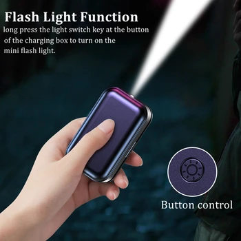 Căști Bluetooth TWS 5.1 Wireless Căști de Anulare a Zgomotului 9D Muzica Pavilioane cu Mișcare Mini Lanterna 2000mAhCharging Caz